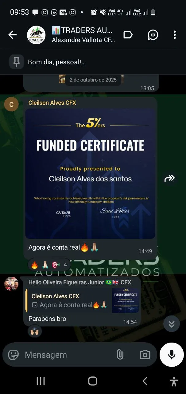 Depoimento real de cliente da Traders Automatizados sobre o CYCLEFX PRO 25