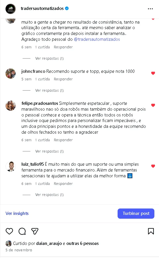 Depoimento real de cliente da Traders Automatizados sobre o CYCLEFX PRO 34